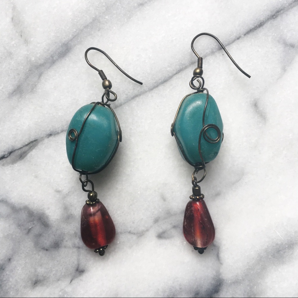 glass and wire earrings